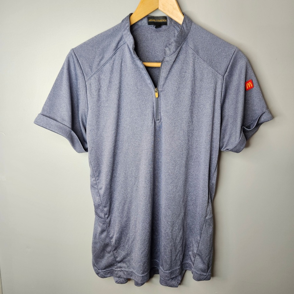 Apprel Collection McDonalds Women Medium Heathered Gray Quarter Zip Polo Shirt